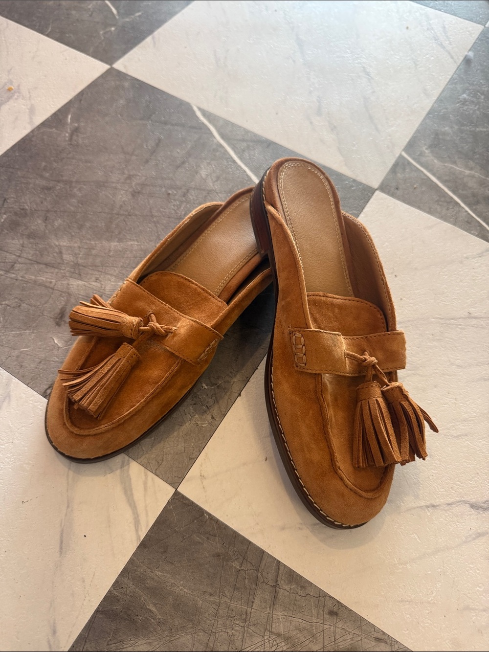 Vionic Tassel Loafer Mule in Cognac Brown